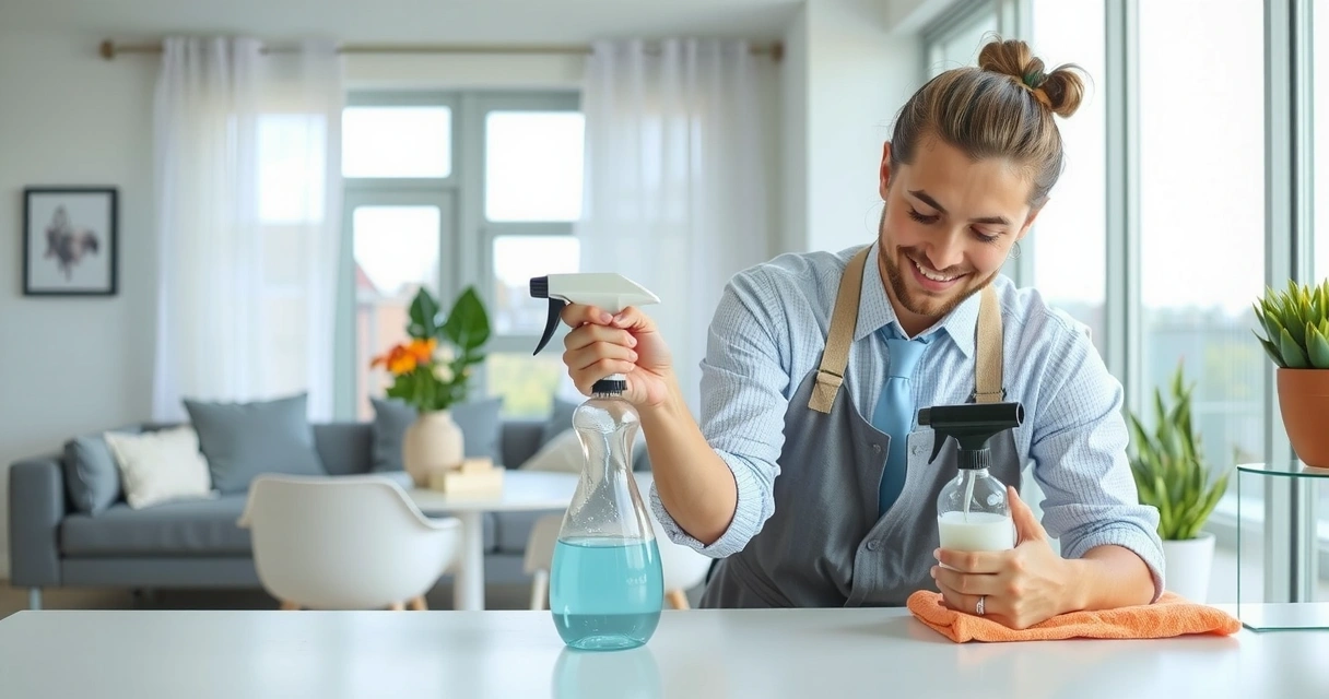 Professional cleaner demonstrating the 15-minute daily reset technique with microfiber cloths